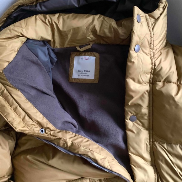 Zara Puffer Jacket with Hood Mustard Yellow - Picture 5 of 10